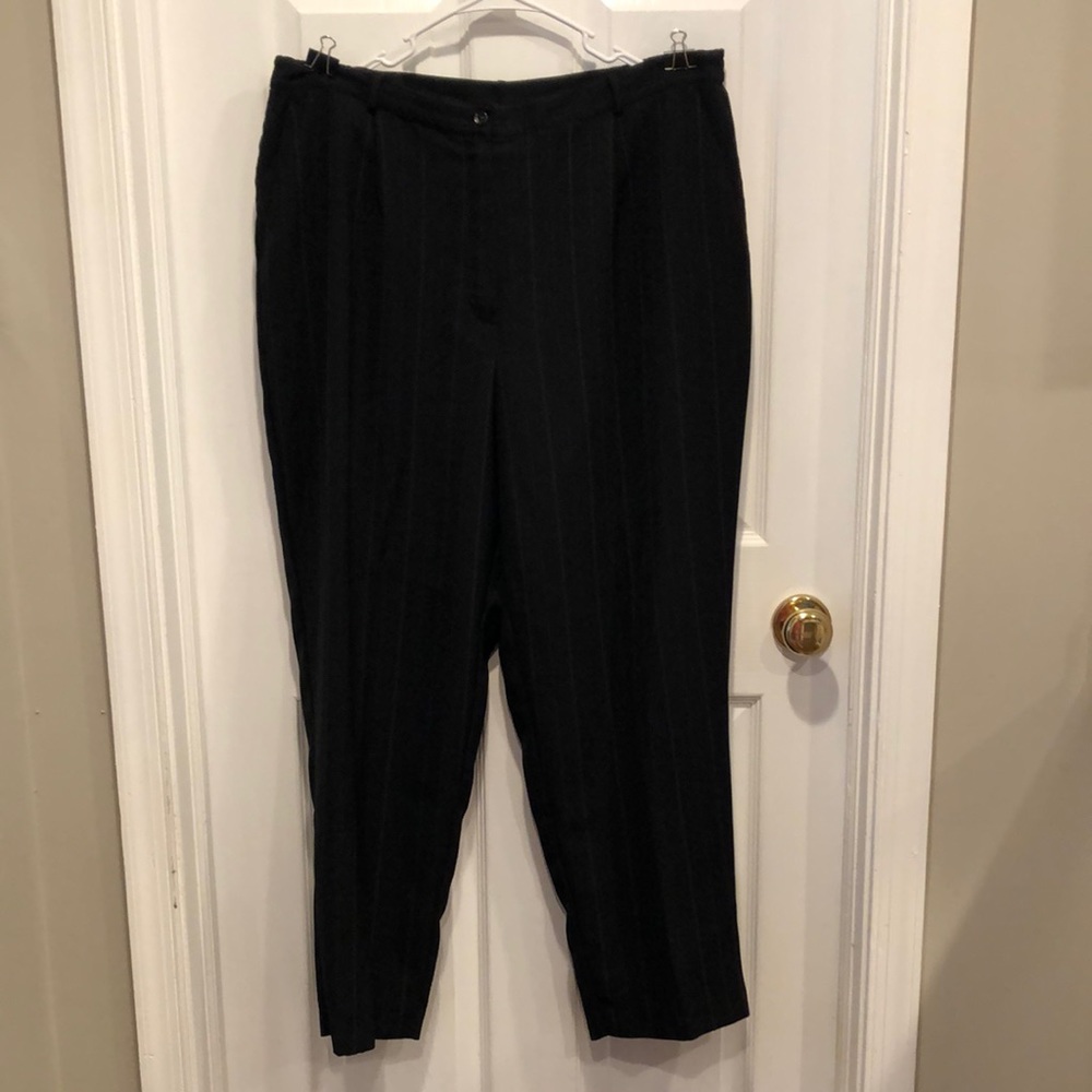 Plus Size Black Dress Pants with Pink Pin striping. Size 20W.